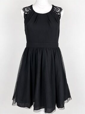 Dear Moon Black Fit & Flare Dress NWT Lace Cutout Juniors Size 13
